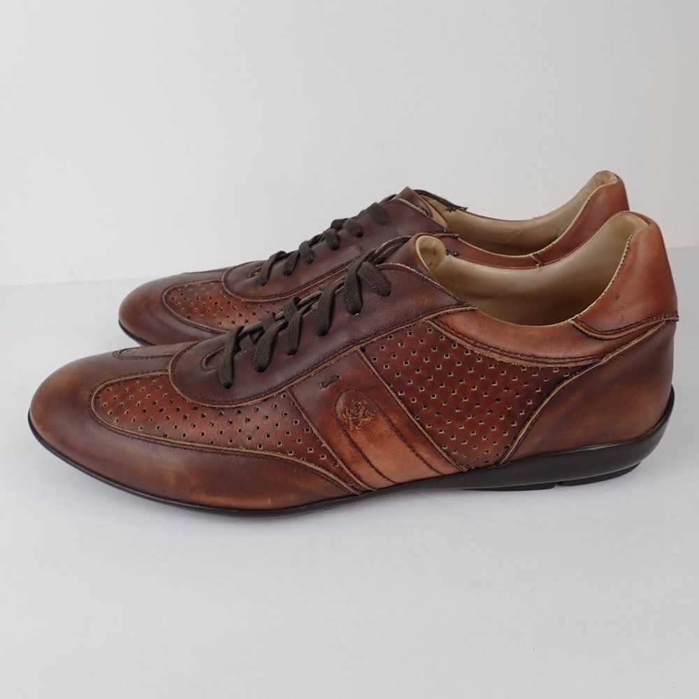 Mezlan Dress Sneaker Leather Shoe Mens 9.5 M Brown Perforated Made in Spain